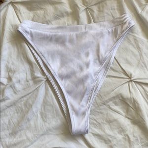 White ribbed high waisted bikini bottom